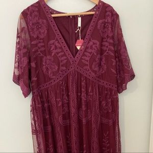 Pink Blush burgundy lace dress